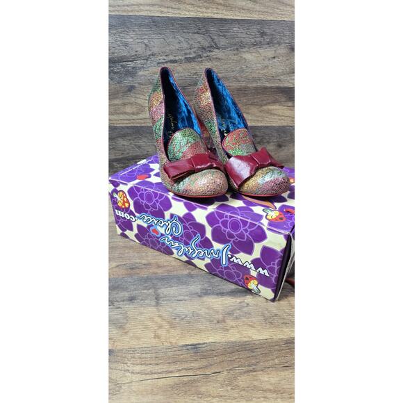 Irregular Choice Ozzy Green/Red Chunky Heel 3801-02K USA 10 EUR 41 Pre Owned - Picture 1 of 16